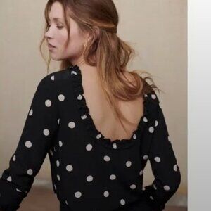 Sezane Leonor Cropped 100% silk Blouse Sz 36/ US4